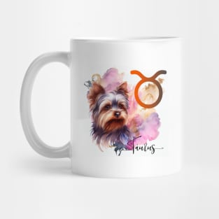 Taurus Zodiac Sign Cute Yorkie Watercolor Art Mug